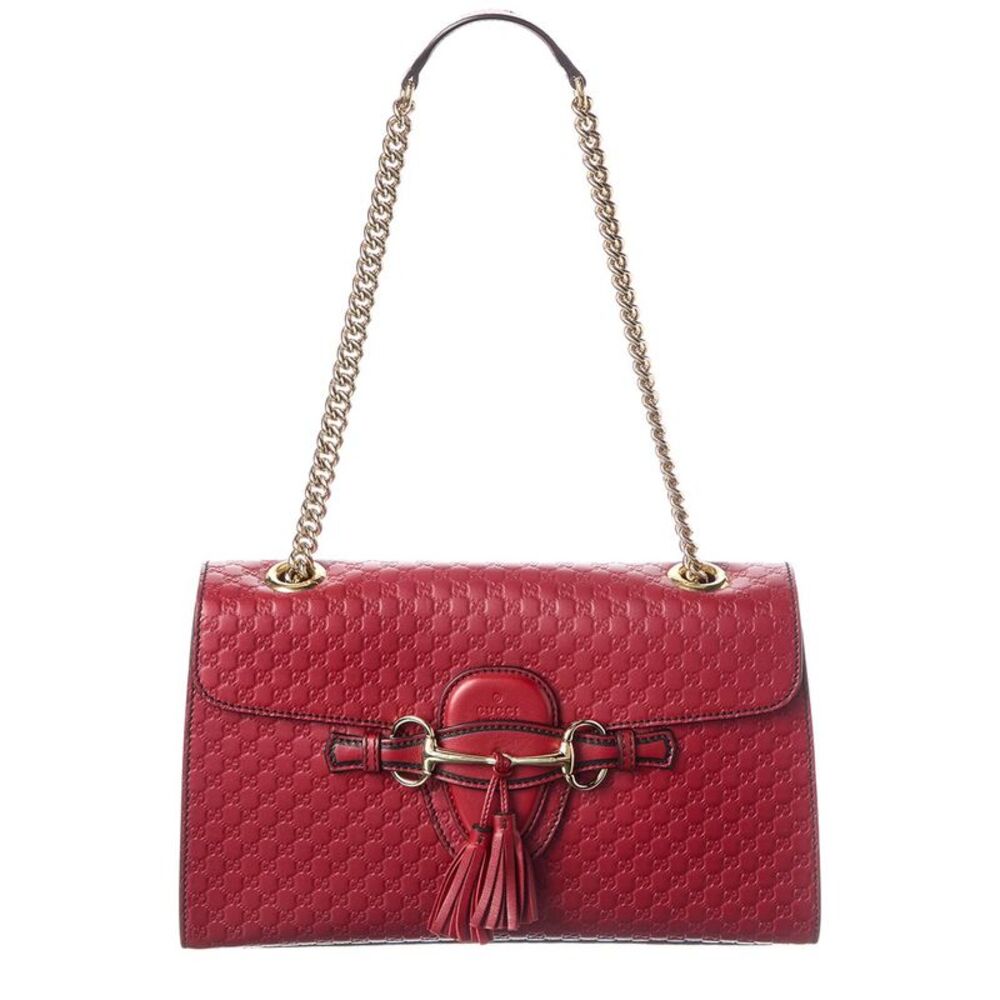 Gucci Red Microguccissima & Leather Emily Chain Shoulder Bag (Authentic